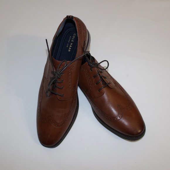 COLE HAAN JEFFERSONGRAND 2.0 BRITISH TAN WINGTIP DERBY SHOES US 11.5M